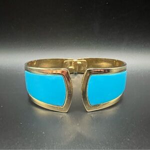 Gold Tone and Turquoise Cuff Bracelet